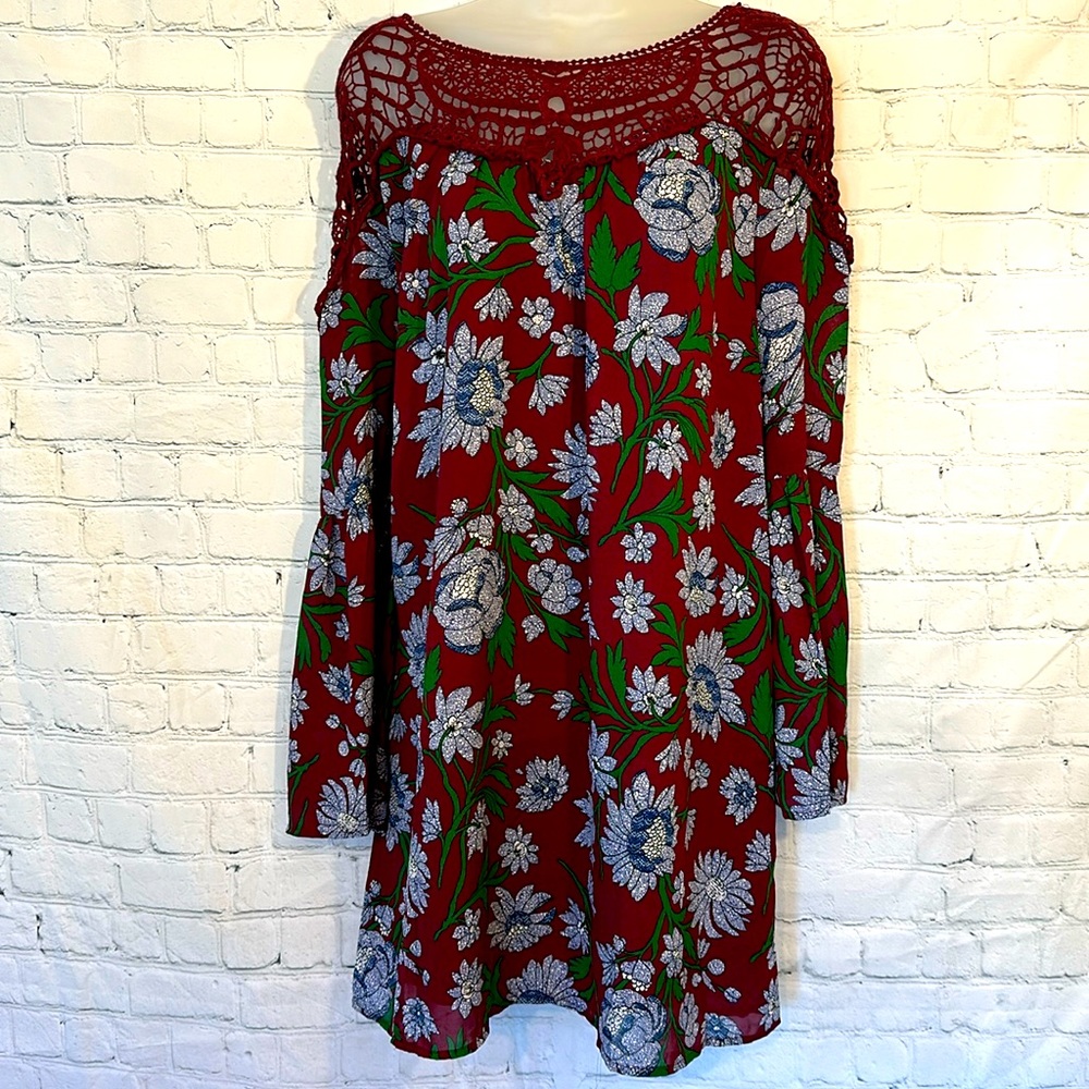Anthropologie Entro burgundy crochet dress nwt